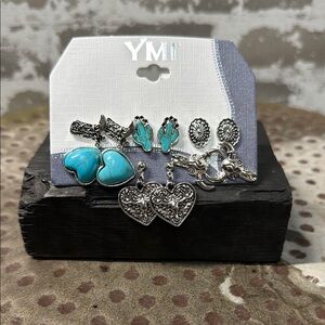 YMI Silver and Turquoise Earring Set